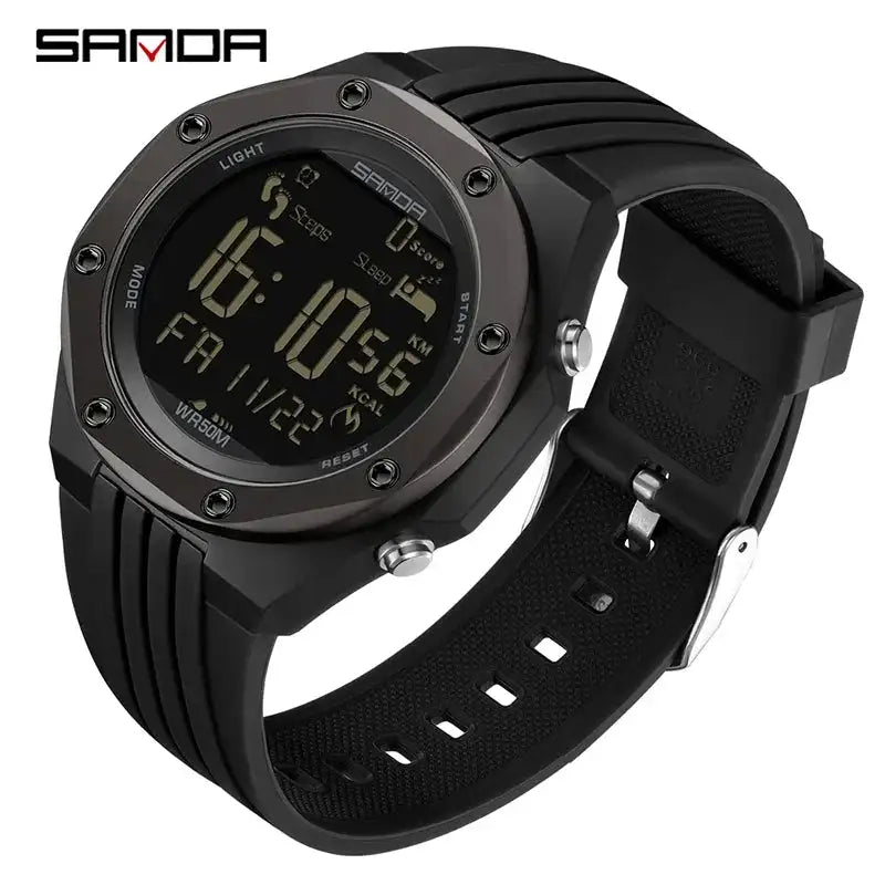 SANDA 6117 New 2023 Step Calorimeter Single Display Electronic Watch Simple Nightlight Waterproof Sports Electronic Watch - Lootquake
