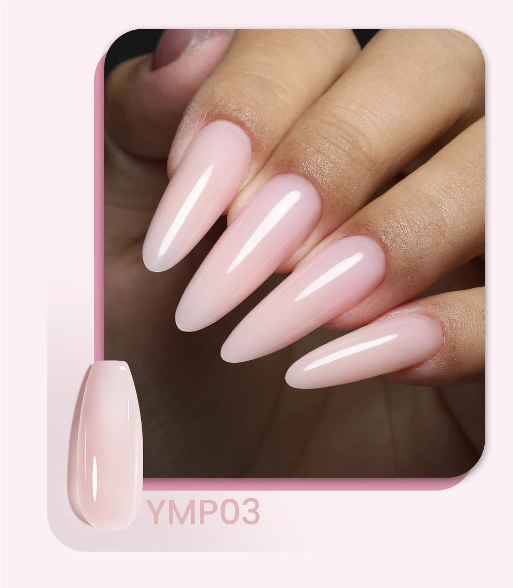 Esmalte de uñas en gel YOKEFELLOW de 15 g, color rosa nude, transparente, para construcción, extensión, remojo, UV LED, acrílico.