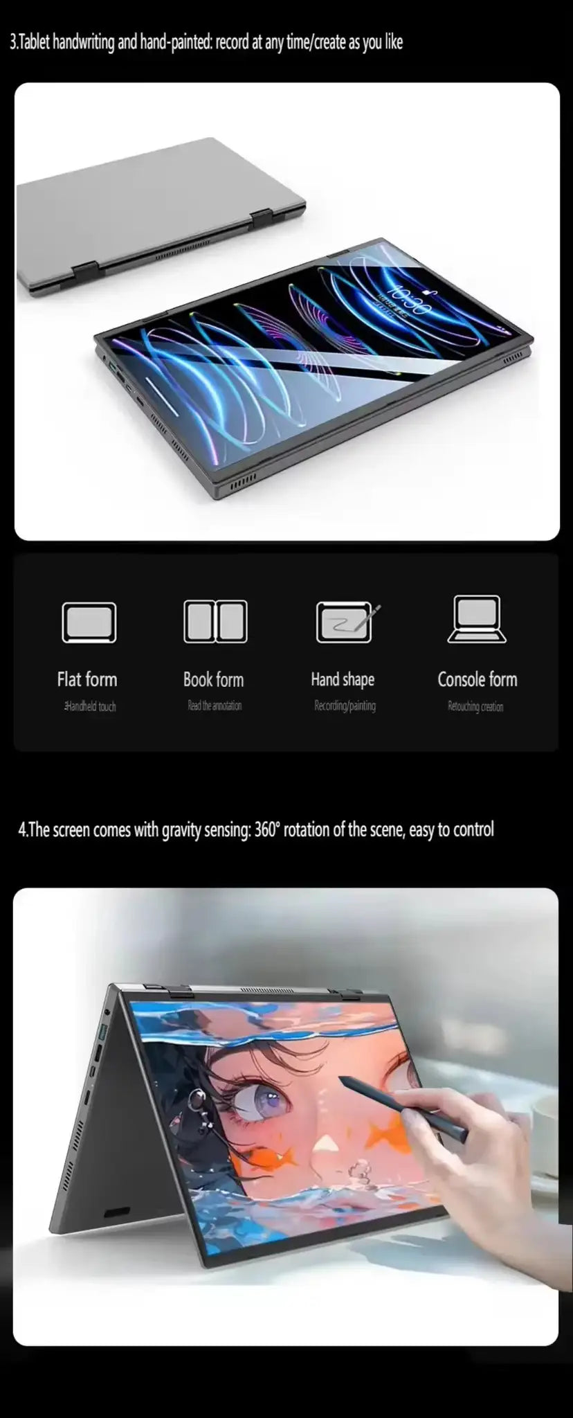 Dual Screen Laptop Intel N100 Processor 14“+14” touch Gaming Laptop DDR4 32GB 1TB 2TB SSD Notebook Computer - Lootquake