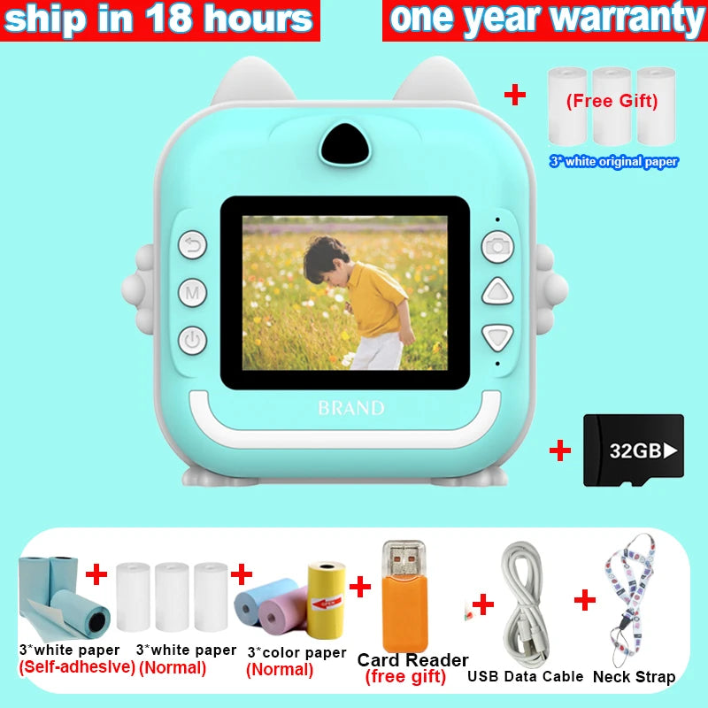 Cámara de impresión instantánea para niños, cámara fotográfica digital para niños y niñas con impresión térmica, juguetes educativos para niños, regalos, mini impresora térmica
