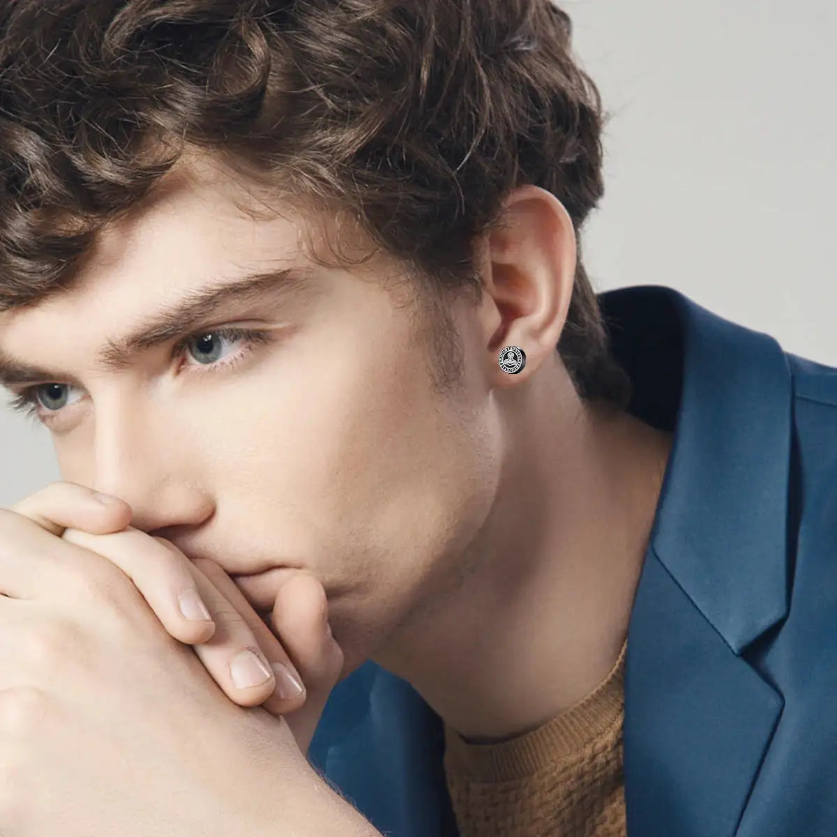 Gothic Norse Viking Runes Stud Earrings for Men Boys,Rock Punk Stainless Steel Valknut Wolf Head Compass Celtic Knot Earrings - Lootquake