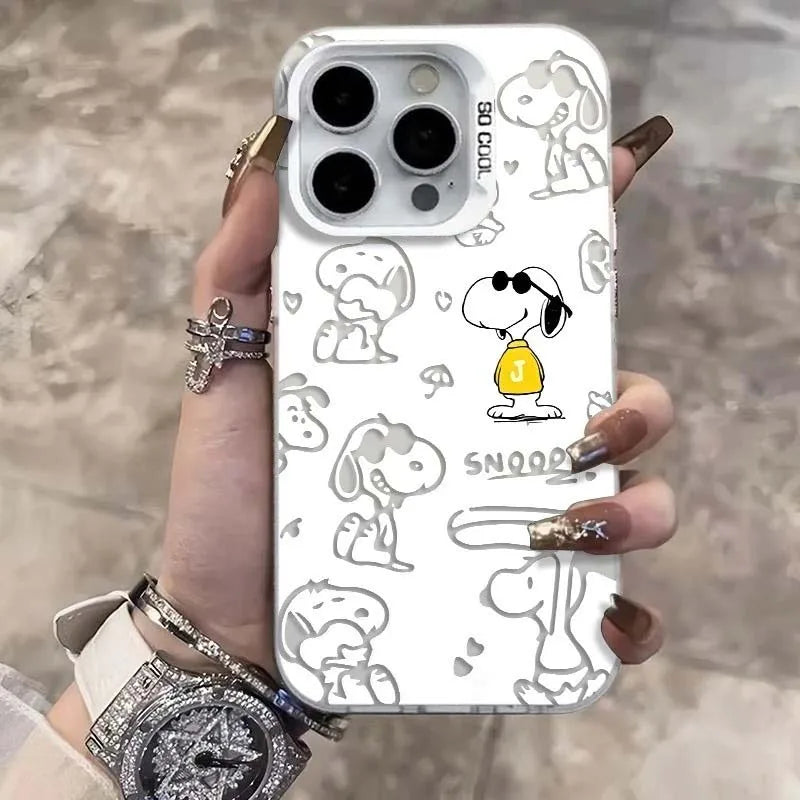 Preciosa funda de dibujos animados de Snoopy para iPhone