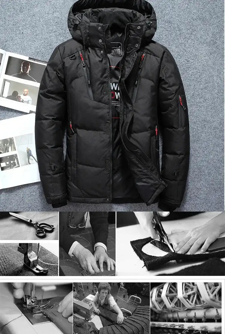 -20 Degree Winter Down Coat Men White Duck Down Parkas Jacket Mens Thick Warm Snow Parka Jacket Overcoat Windbreaker Warm Parkas - Lootquake