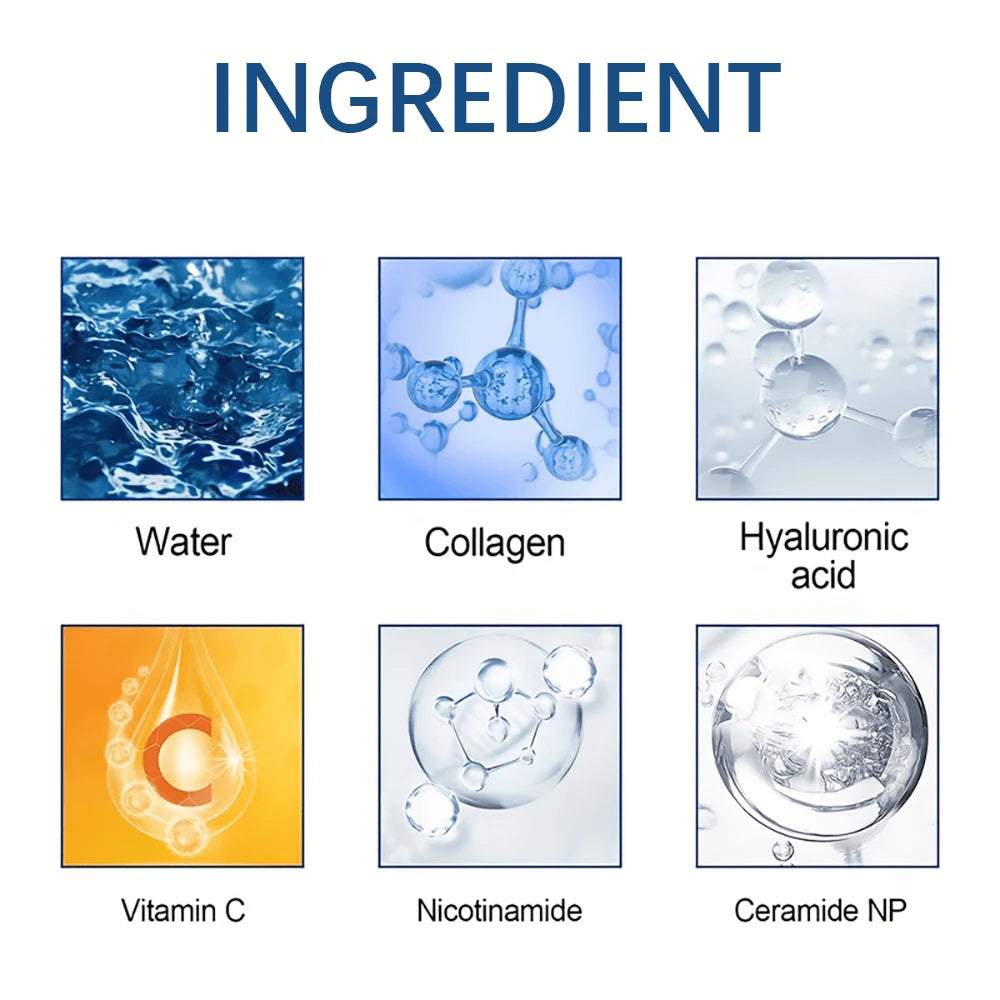 Suero facial de colágeno, hidratante, calmante, nutritivo, reafirmante y lifting, reduce los poros y blanquea la piel.