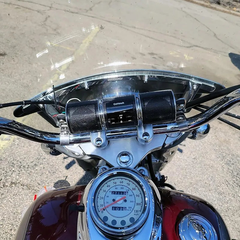 Altavoz estéreo con Bluetooth para motocicleta, reproductor de música MP3, amplificador, radio FM USB para bicicleta y scooter.