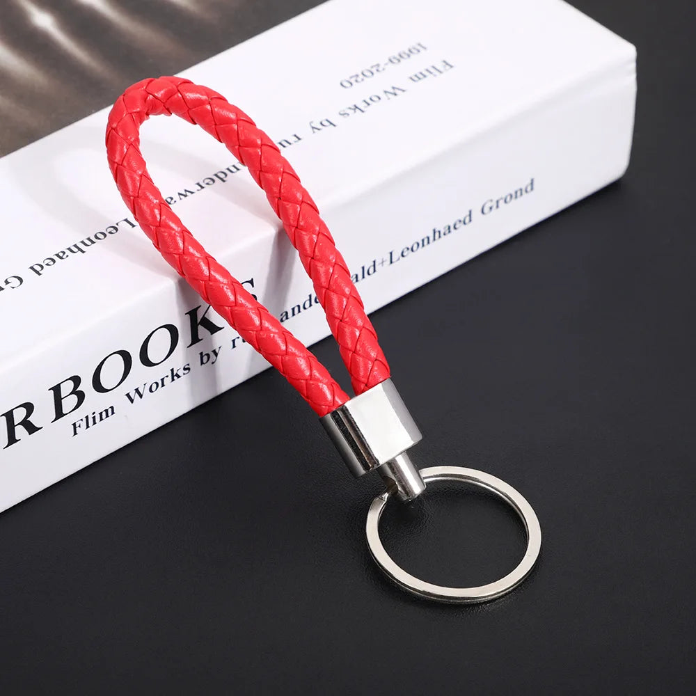 Originality PU Leather Metal Organization Rope Keychain Personality Custom Name Text Keyring Car Moto Key Ring Chain Gift - Lootquake