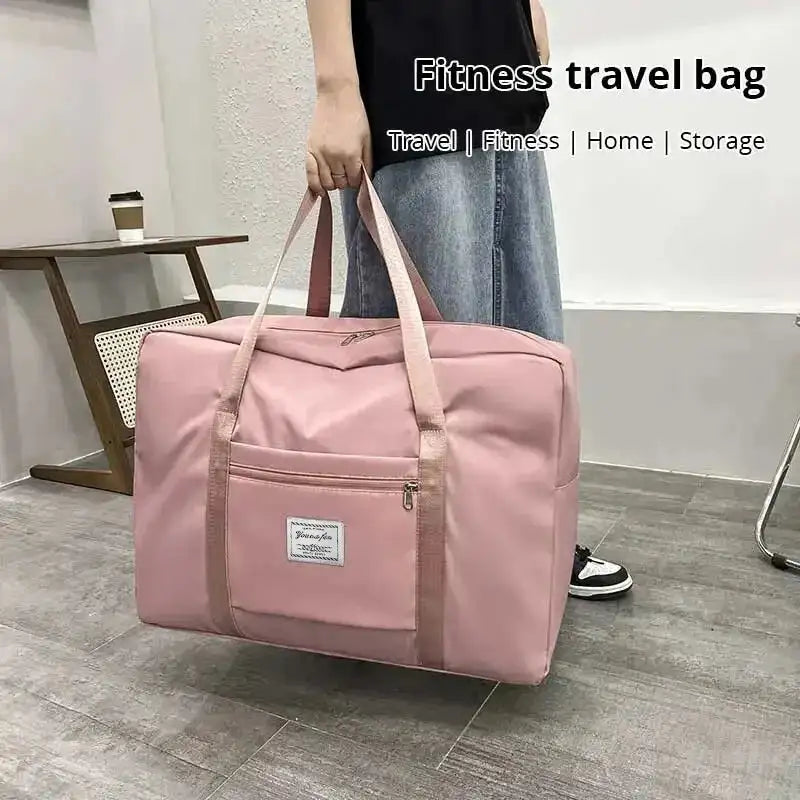 1pc Pink/Blue/Grey Travel Large Capacity Storage Bag Zipper Portable Sports Bag Versatile Gym Handbag Small, Medium, and Large - Lootquake