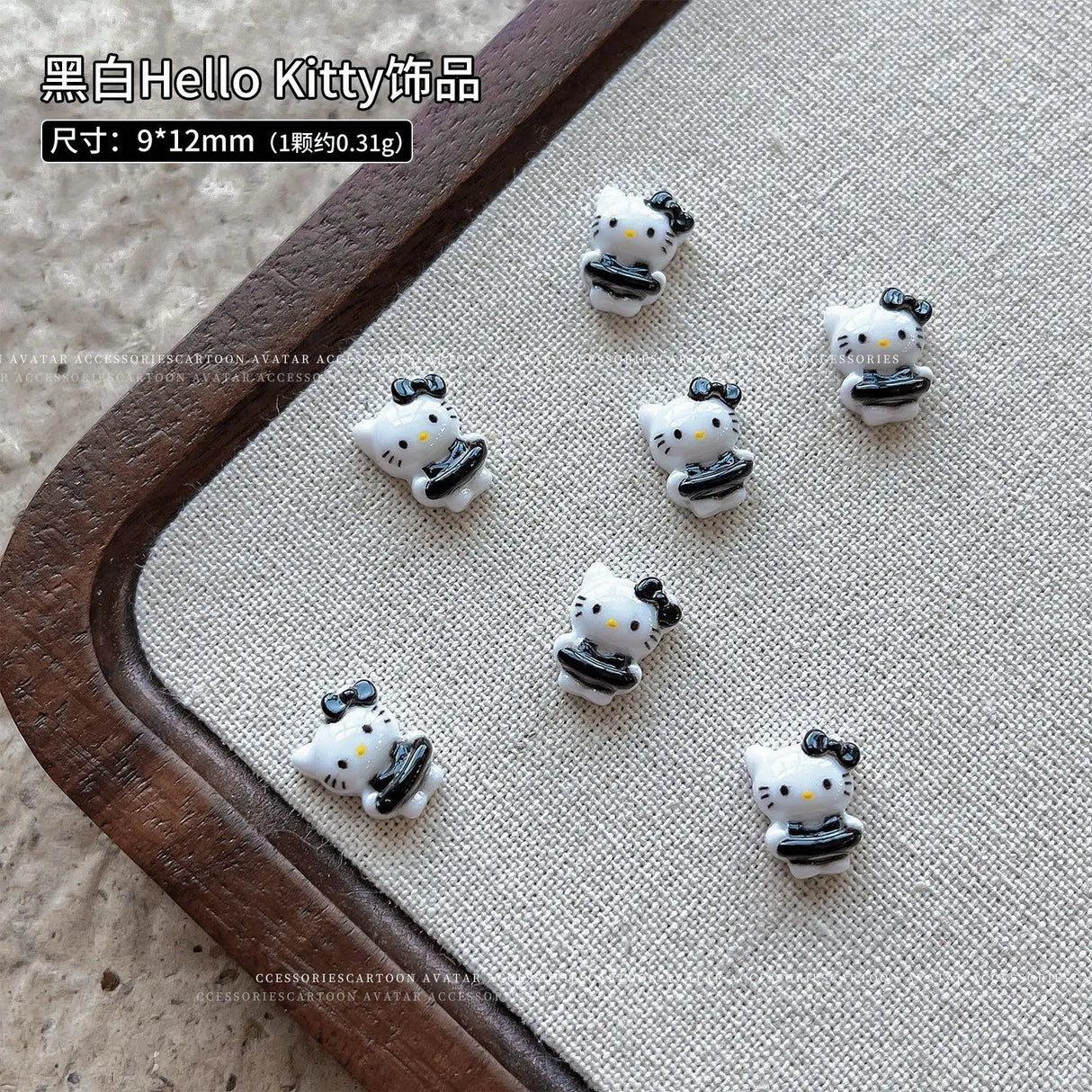 20Pcs Sanrioed Summer Beach Hello Kittys Nail Accessories Cartoon Black Skin Resin Charms Diy Girl Gift Nail Decoration - Lootquake