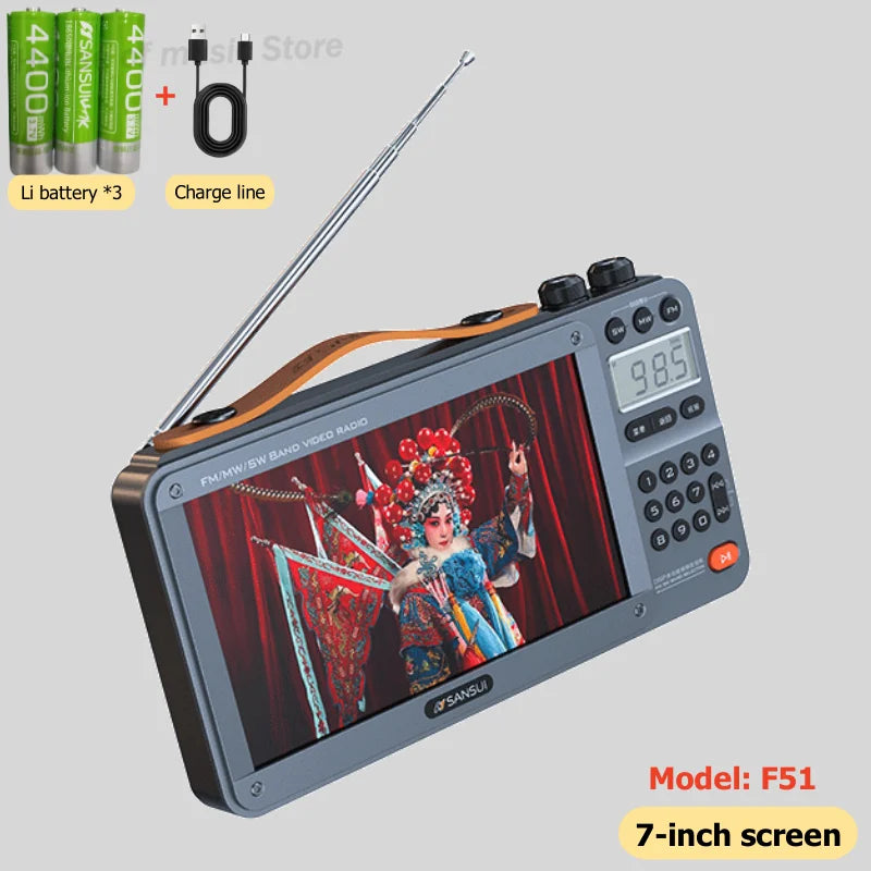 Enceintes Bluetooth sans fil SANSUI, radio pleine bande, lecteur vidéo LED HD, baladeur MP4 portable, batterie rechargeable intégrée
