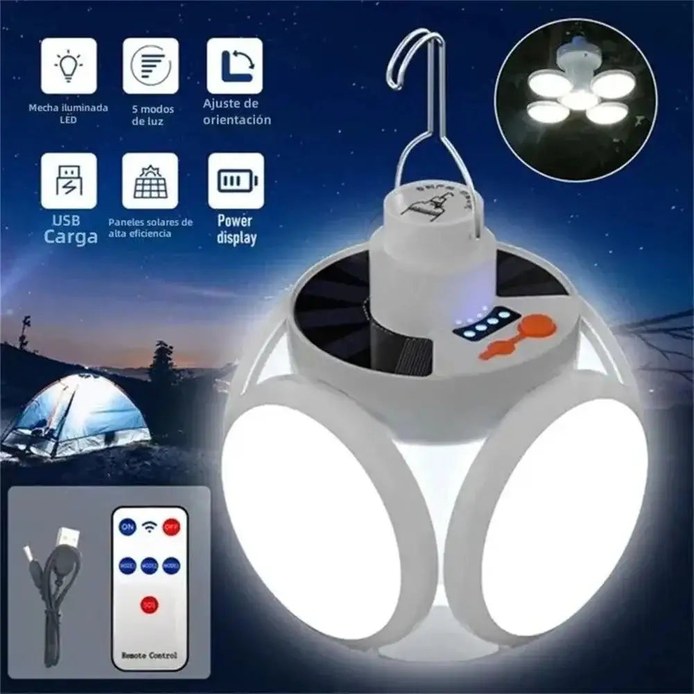 Portable Solar Powered LED Rechargeable Camping Light Hook Tent Light Multifunctional Outdoor Emergency Lighting Spotlight - Lootquake