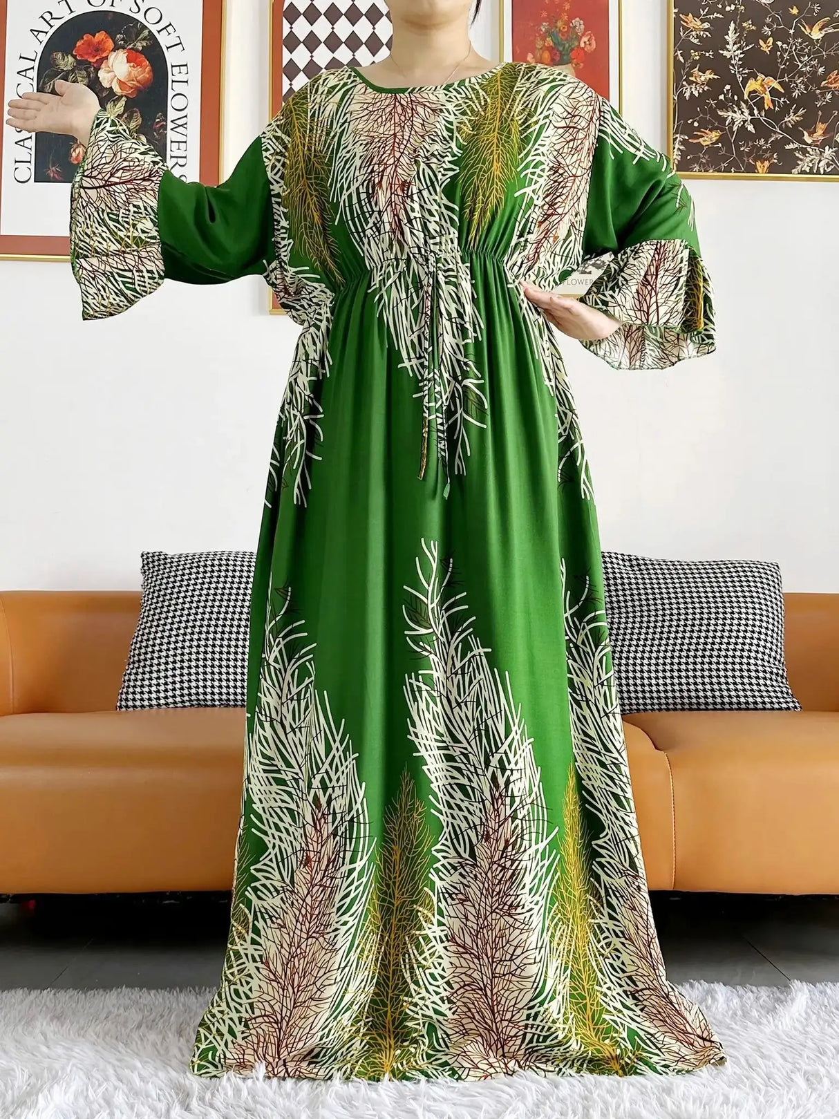 New Style African Dashiki Print Long Sleeve Loose Cotton Elegant Women Abaya Long Dress Summer Maxi Casual Dresses Vestidos - Lootquake