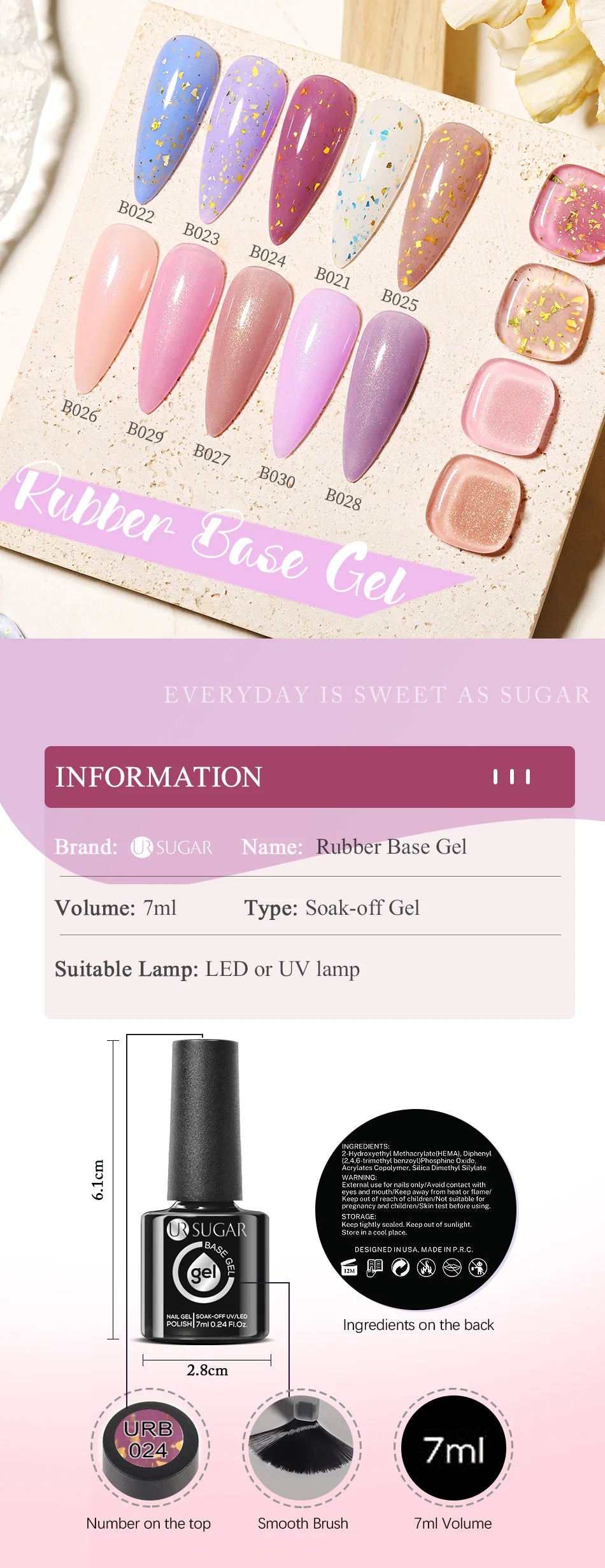 UR SUGAR Esmalte de uñas en gel con base de goma, color azul, dorado, con brillo, capa superior, esmalte de uñas en gel UV LED, para manicura