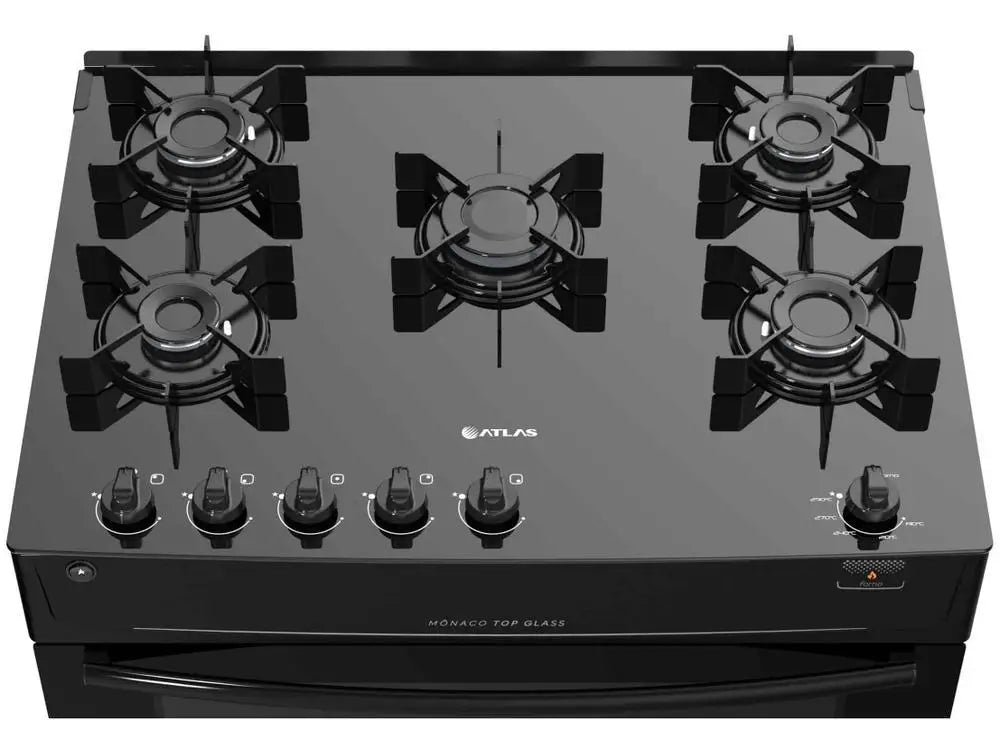 Table de cuisson 5 trous Atlas en verre noir avec plateau Monaco en verre - Bivolt