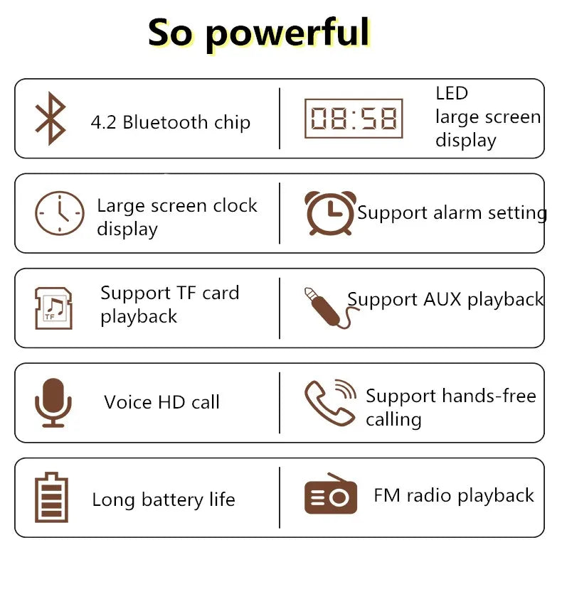 Altavoz Bluetooth de madera, portátil, inalámbrico, subwoofer, reloj, caja de sonido, ordenador de casa, barra de sonido de pared, estéreo HiFi, TF, AUX, disco U