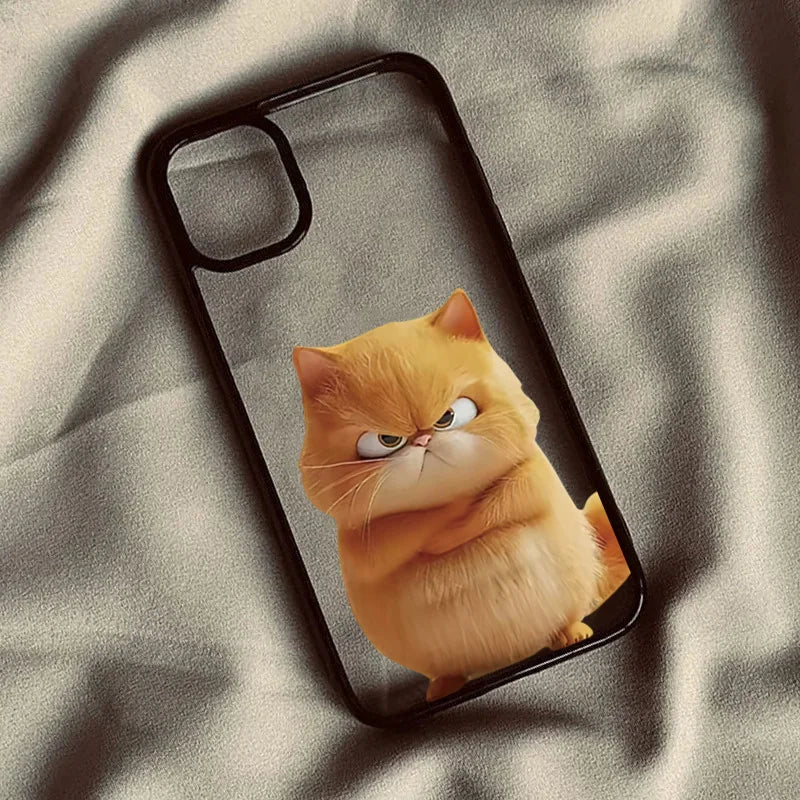 Funda transparente para teléfono con diseño de gato divertido y genial
