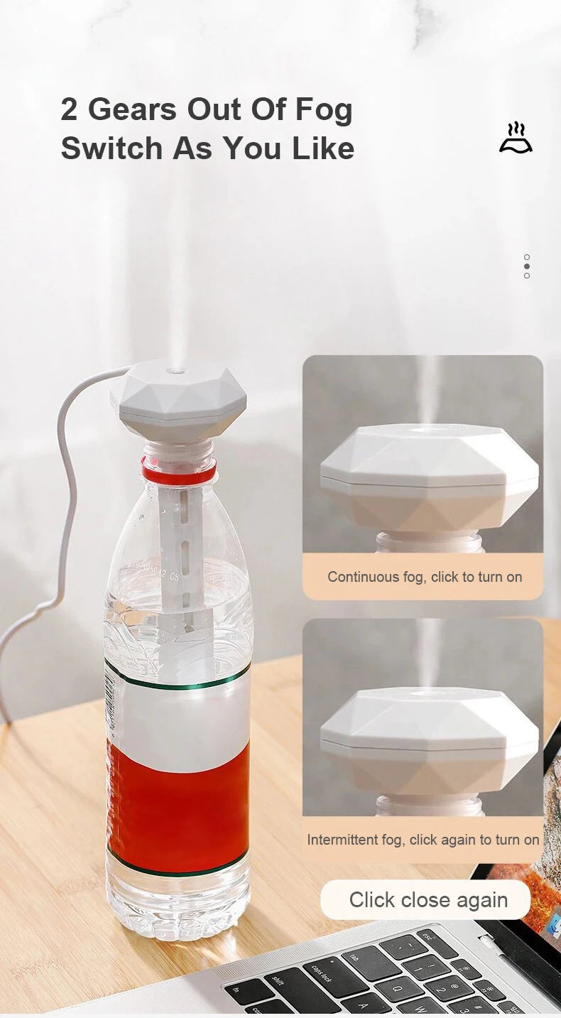 Humidificateur d'air à lampe LED, diffuseur d'huiles essentielles USB, purificateur de voiture, brumisateur d'arômes anioniques avec lumière romantique, humidificateur portable