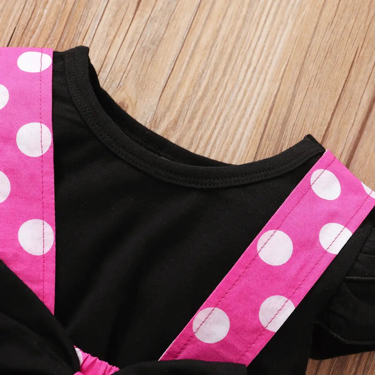 Toddler 1-5 Year Old Girl Round Neck Flying Sleeve Top+Dot Bow Strap Skirt Piece Suitable for Travel and Travel Girl Summer Set - Lootquake