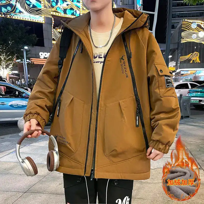 2023 Winter Thicken Fleece Hooded Jackets Mens Waterproof Warm Coats Windbreaker Outwear Males Outdoor - Lootquake