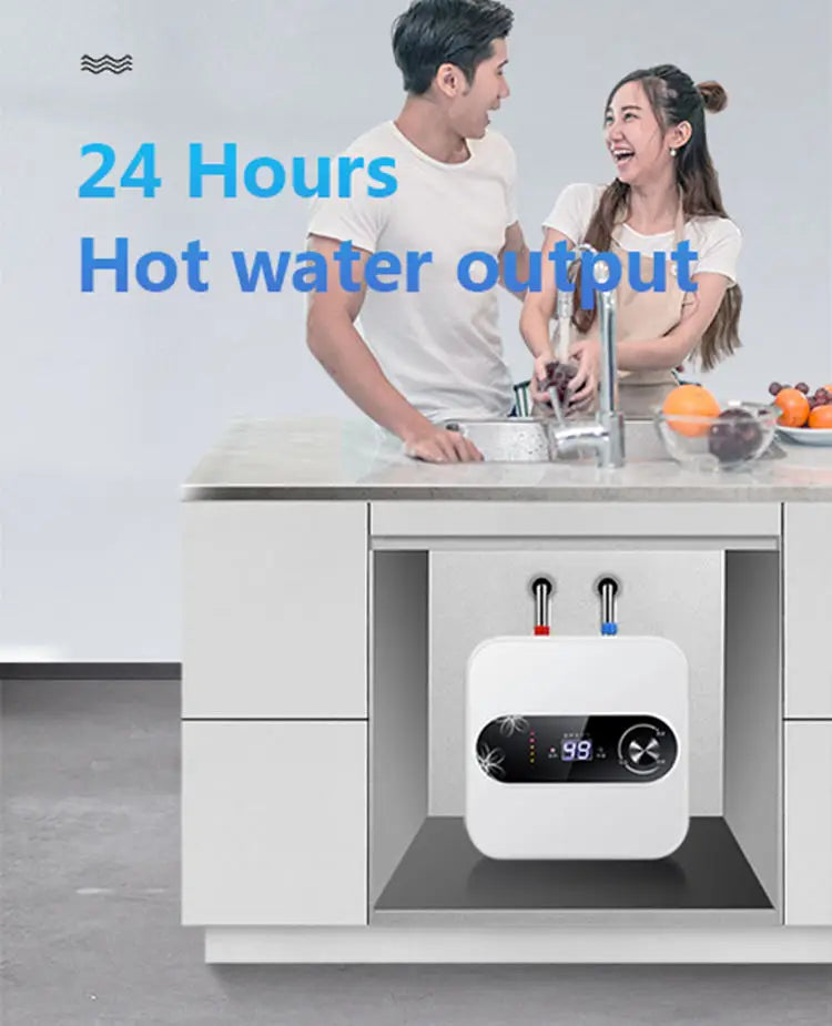 Chauffe-eau électrique instantané à stockage d'eau de 8 L, isolation thermique rapide, affichage numérique, bouton de contrôle du thermostat, entrée d'eau haut/bas