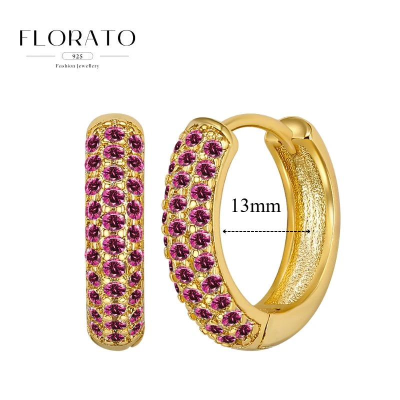 Boucles d'oreilles créoles en argent sterling 925, micro-serties, demi-cercles en zircone, géométriques, de luxe, bijoux tendance, cadeau, vente en gros