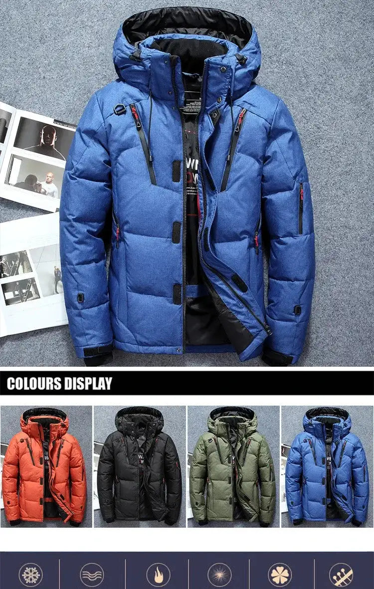 -20 Degree Winter Down Coat Men White Duck Down Parkas Jacket Mens Thick Warm Snow Parka Jacket Overcoat Windbreaker Warm Parkas - Lootquake