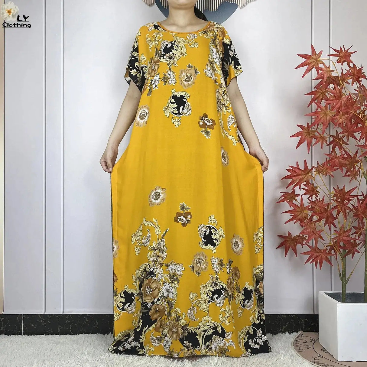 2024 Latest Muslim Sets Women Clothing Cotton Floral Loose Dashiki Long Dress African Abaya Dubai Traditional Islamic Clothing - Lootquake