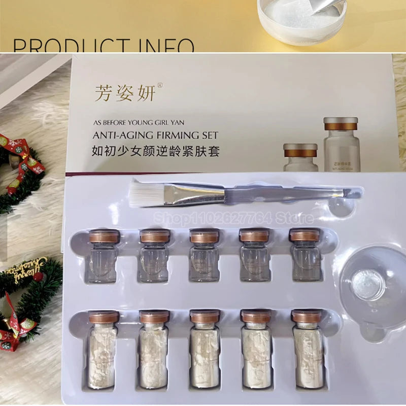 Kit de mascarilla de 6 viales de péptidos de colágeno en polvo liofilizado de Corea, reafirmante facial, hidratante, rejuvenecedor, cuidado de la piel, belleza.