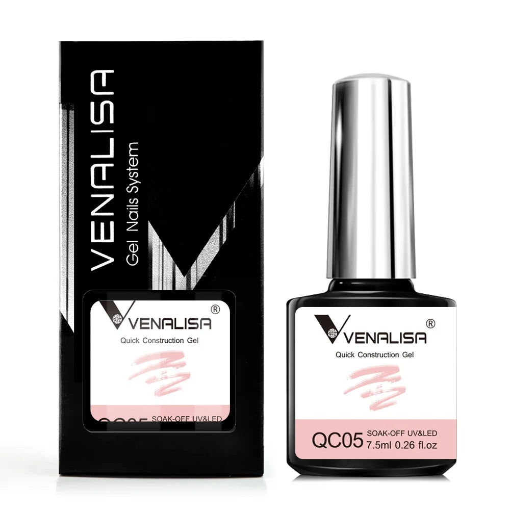 VENALISA - Gel de construcción rápida de 7,5 ml, semitransparente, gel fortalecedor para uñas, secado rápido, UV LED, color nude, rosa