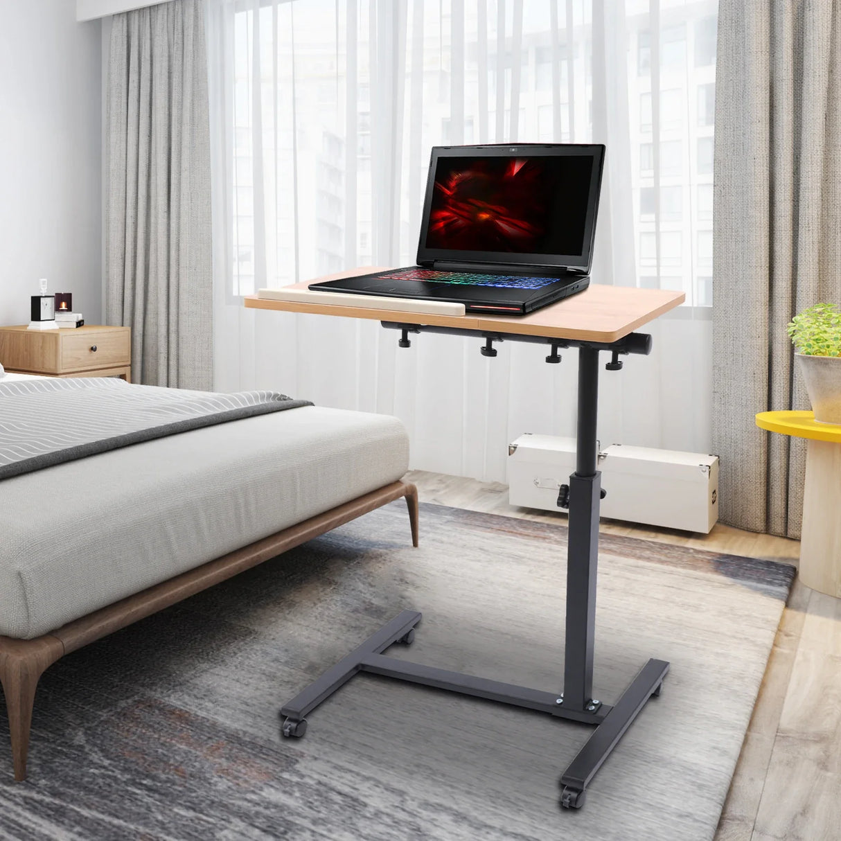 Adjustable Height Laptop Desk Rolling Cart Table Stand Movable Computer Table Sofa Side Tables