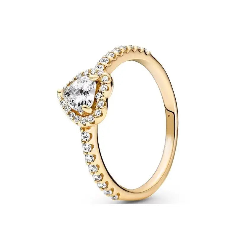 New Colored Crystal 925 Sterling Silver Ring Exquisite Women Shiny Heart Series Simple Ring Valentine's Day Gift for Lovers - Lootquake