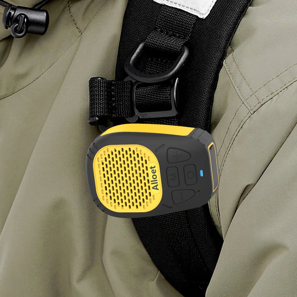 Altavoz portátil inalámbrico con Bluetooth 5.3 y correa magnética con clip, pequeño para ciclismo y senderismo.