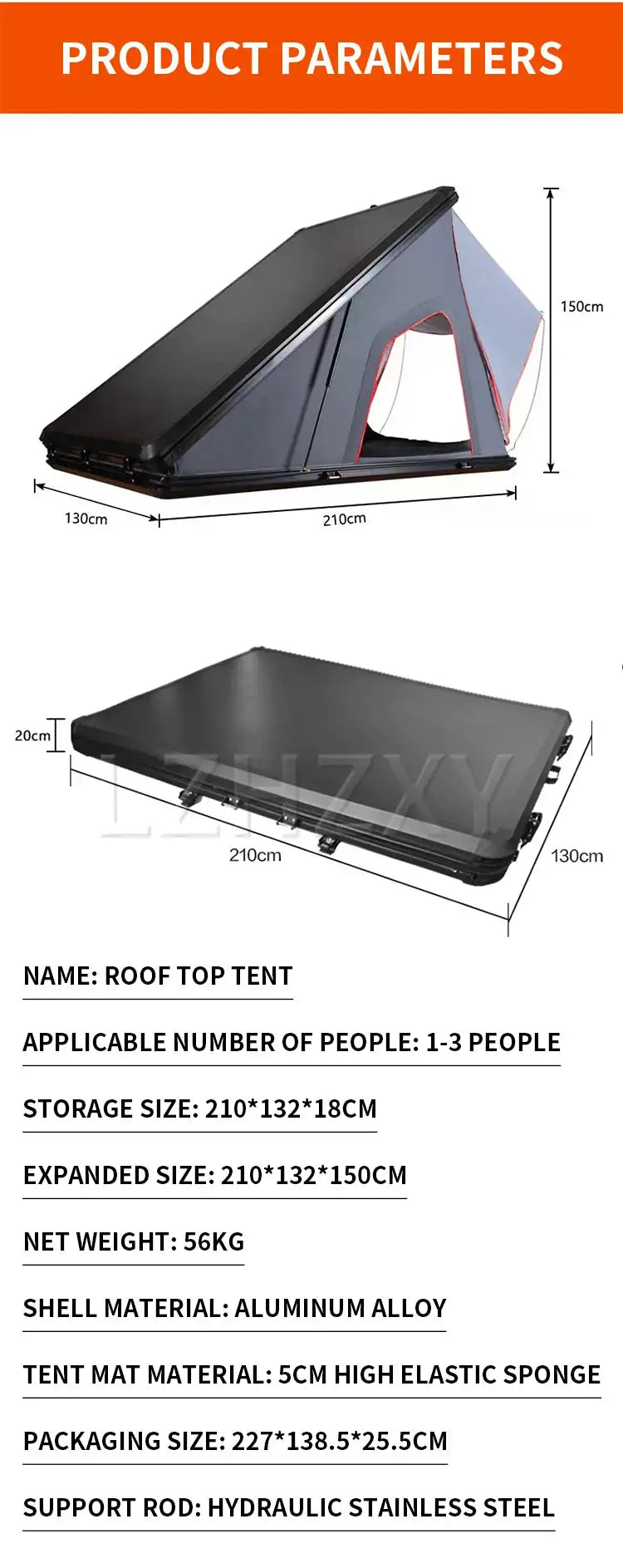 Hot Selling Cheap Traveling Waterproof Hard Shell Camp Outdoor Car Roof Top Tent with Aluminum Frame - Lootquake