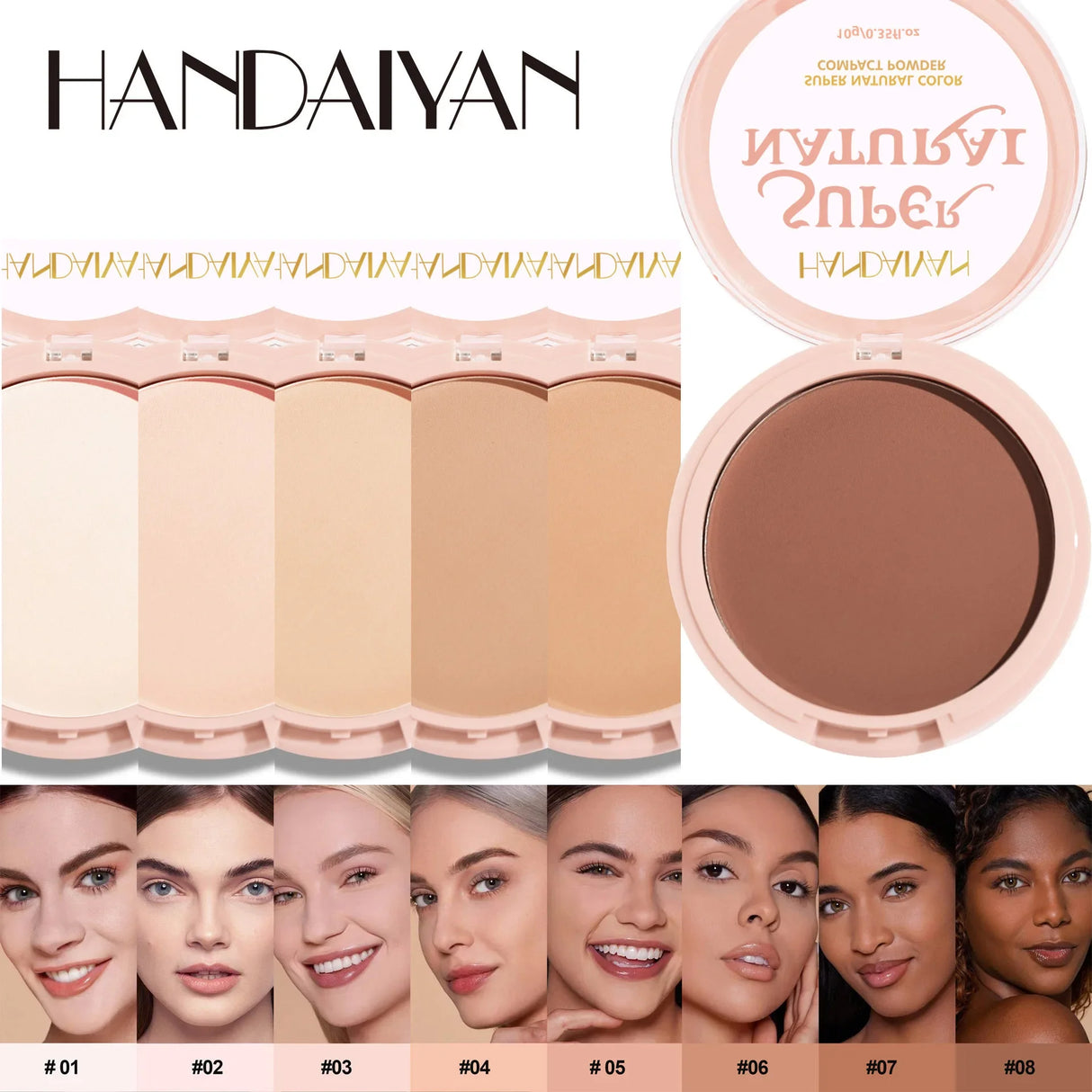 8 Colors Matte Face Pressed Powder 24 Hours Oil Control Natural Foundation Brightening Full Coverage Setting Powder Face Makeup