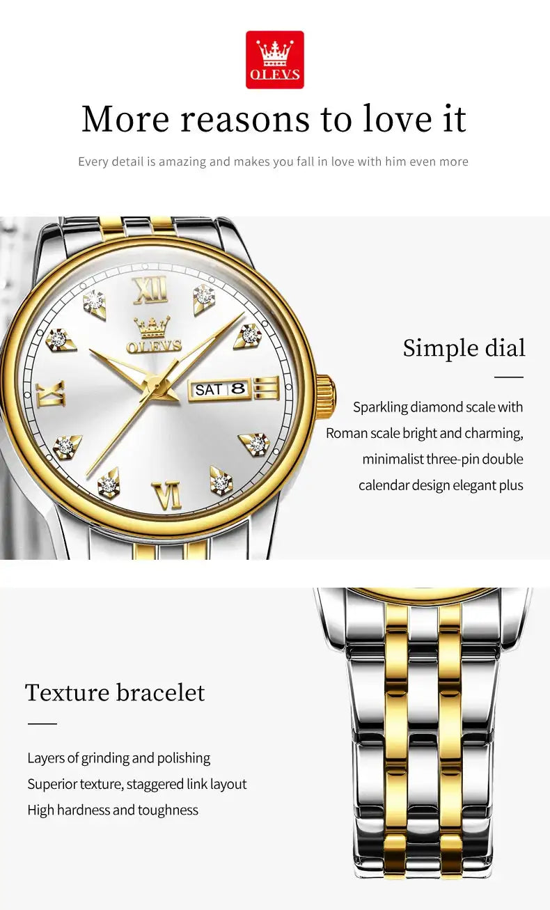 OLEVS Luxury Brand Quartz Watch for Women Stainless Steel Waterproof Ladies Wristwatch Fashion Diamond Dial Women's Watch New In - Lootquake