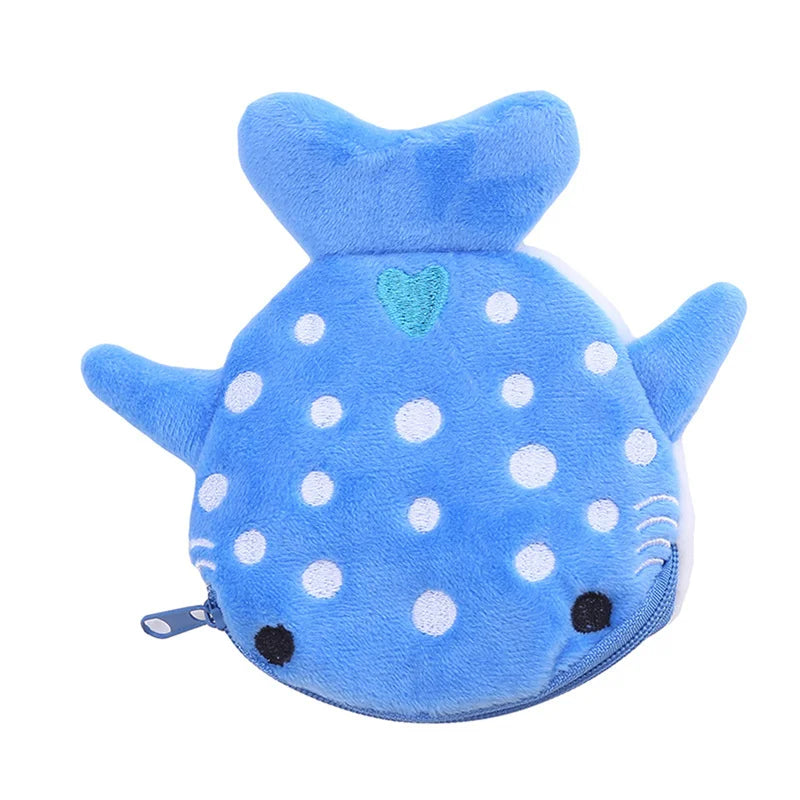Cute Cartoon Whale Shark Coin Purse Kawaii Wallet Portable Plush Coin Bag Key Earphone Coin Organizer Pouch Zipper Bag Kids Gift - Lootquake
