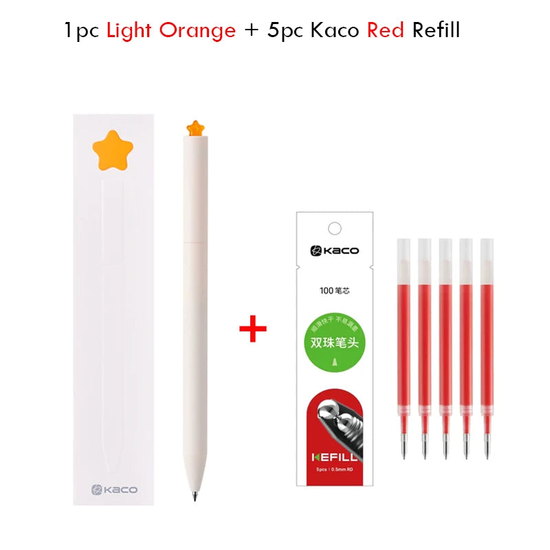 Juegos de bolígrafos de gel KACO, útiles escolares y de oficina para niños, de 0,5 mm de alta capacidad, con forma de corazón o signo del zodiaco, artículos de escritura, regalos de amor, artículos bonitos.