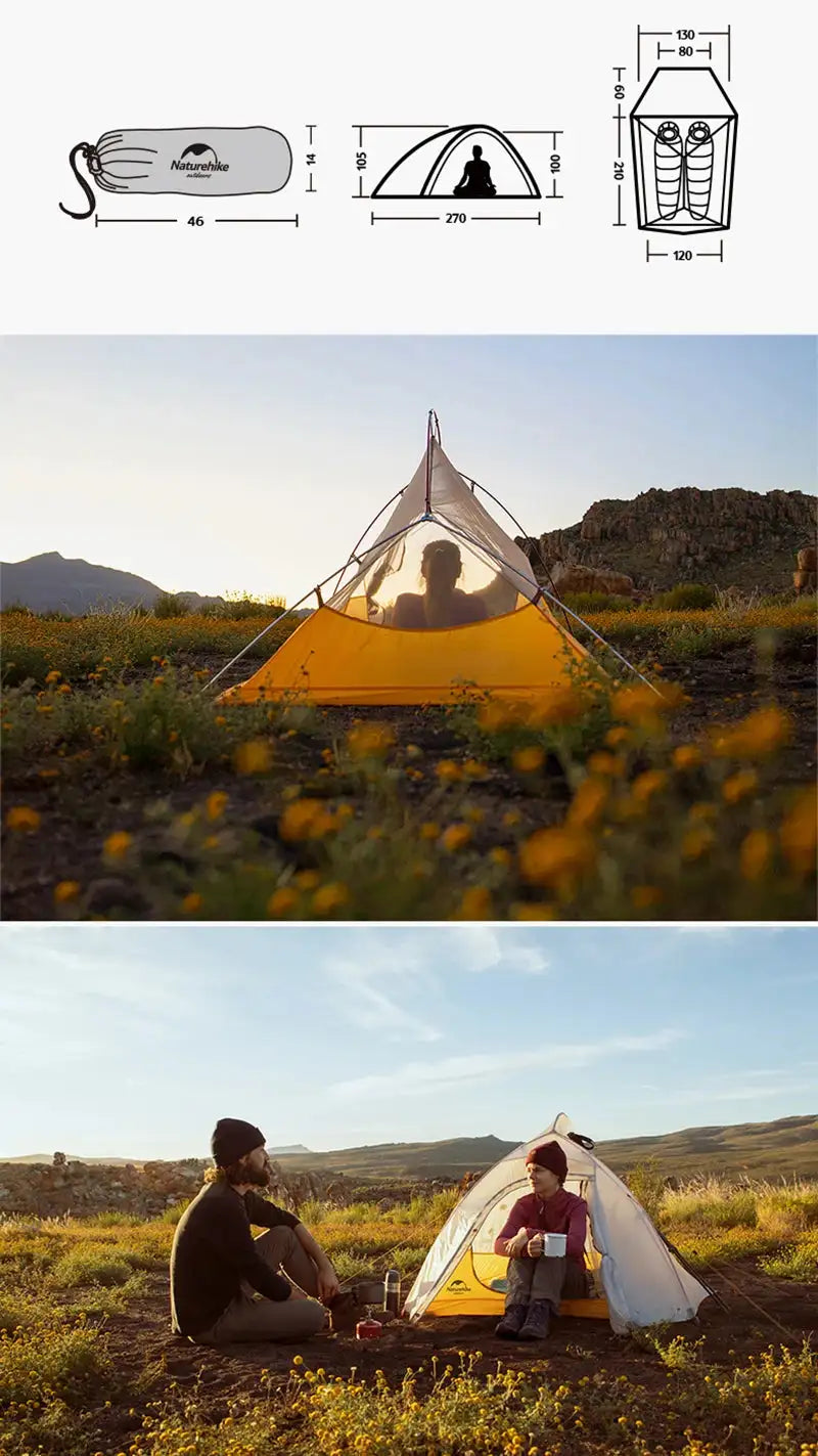 Naturehike Camping Tent Ultralight Portable Cloud Up 2Person 10D Upgraded Folding Backpack Waterproof Tent Travel Beach Tents - Lootquake