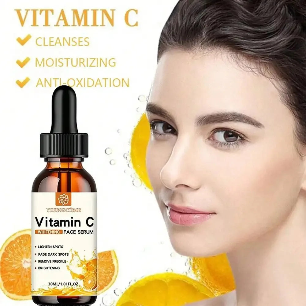 Suero iluminador líquido original con vitamina C, ácido hialurónico, suaviza líneas finas, hidratante, reparador y cuidado facial opaco, 30 ml