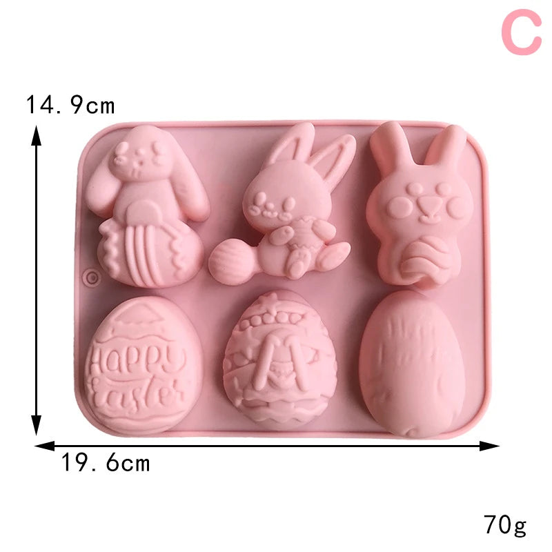 1pc 2024 Easter Bunny Silicone Mold 3D Egg Chocolate Mould Jelly Pudding Cute Rabbit Shape Easter Party Cake Decorating Tool - Lootquake