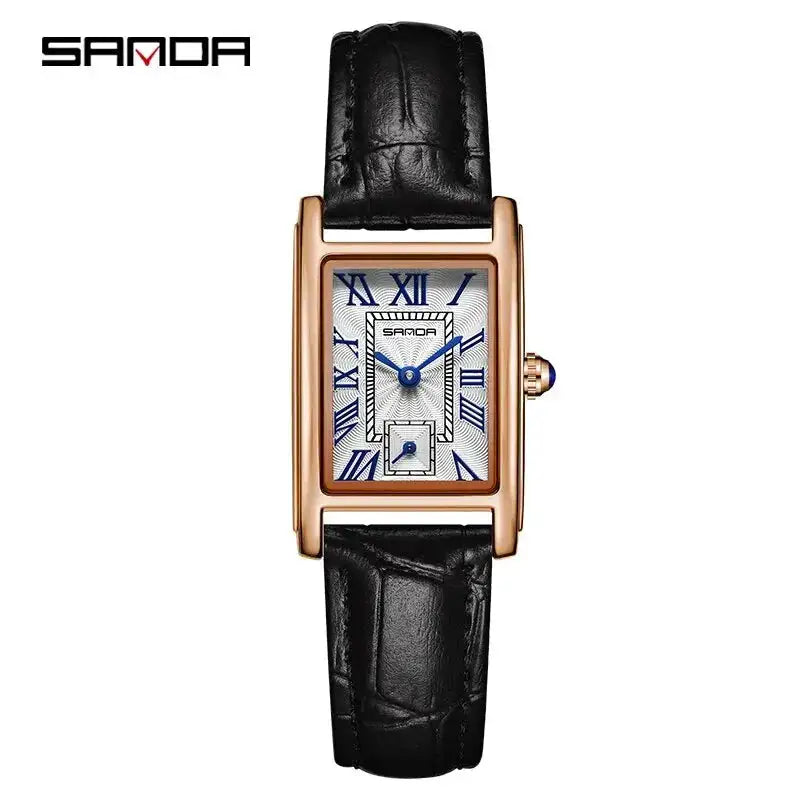 SANDA 1116 New Fashion 2024 Elegant Design Rectangle Dial Water Resistant Quartz Movement Business Women Analog Wrist Watch - Lootquake