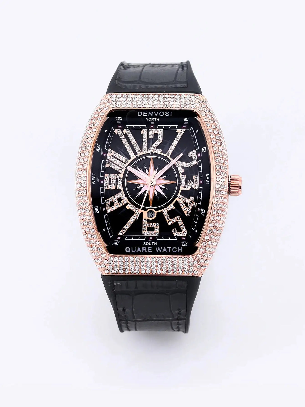 Luxury Diamond wristwatch for women Fasion and elegant quartz watch with silicone watchstrap Waterproof luminous Tonneau watch - Lootquake