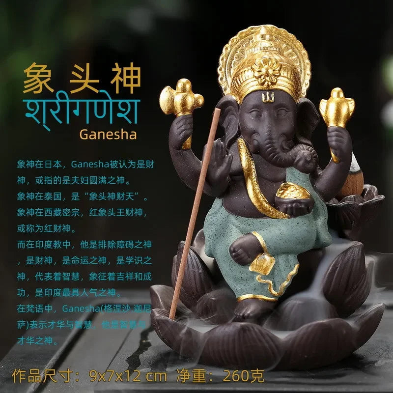 Escultura artesanal de arenisca, meditación sentada, estatua de Buda, escultura de elefante Ganesha, quemador de incienso, decoración Feng Shui,