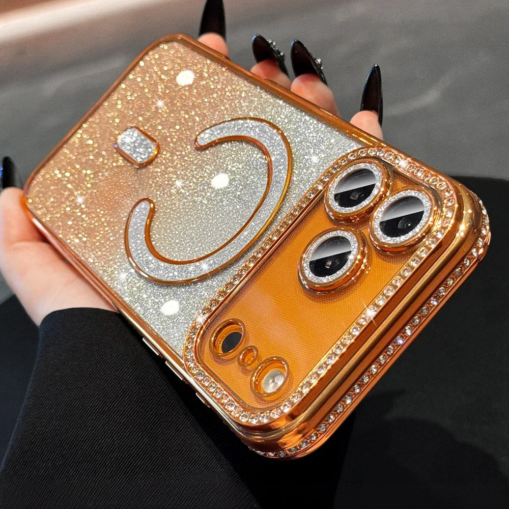 Funda Magsafe de lujo con degradado de diamantes para iPhone