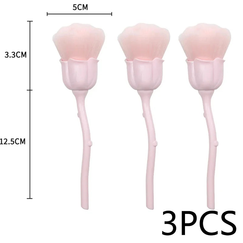 Cepillo suave en forma de rosa para manicura, arte de uñas, cepillo para polvo, cepillo para polvo de uñas, cepillo para polvo de uñas, herramienta para limpiar el polvo de esmalte de gel, cepillos para uñas, suministros para uñas