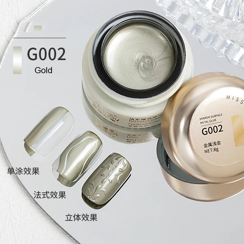 8ml Silver Mirror Metallic Nail Gels Polish UV Soak Off Paint Gel Polish Flower Drawing Gold Superbright Nails Lacquer UV Gel #*