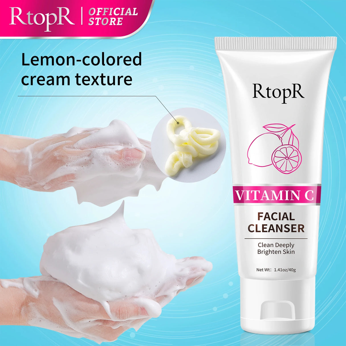 Limpiador facial con vitamina C Limpieza profunda Control de grasa del acné Limpia poros Blanqueamiento de la piel Limpia cutículas Cuidado de la piel Limpieza facial