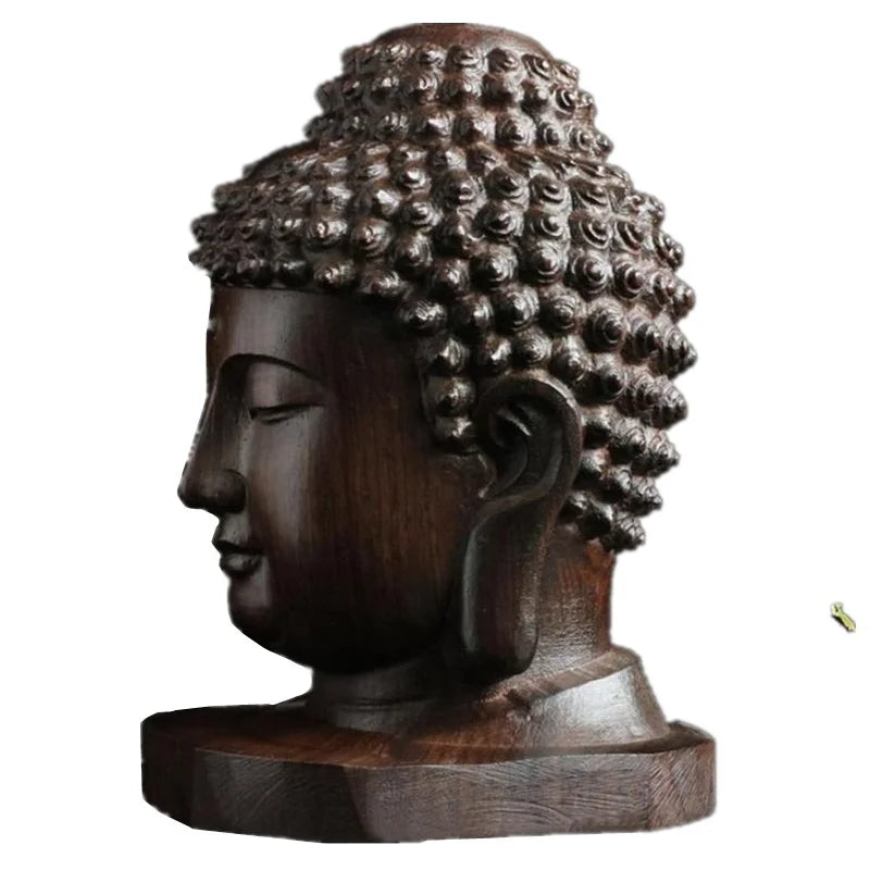 Estatua de madera de Sakyamuni de 2,36 pulgadas, 6 cm, Buda de madera, figuras creativas de Tathagata, cabeza de caoba de la India, artesanías, decoración de coche