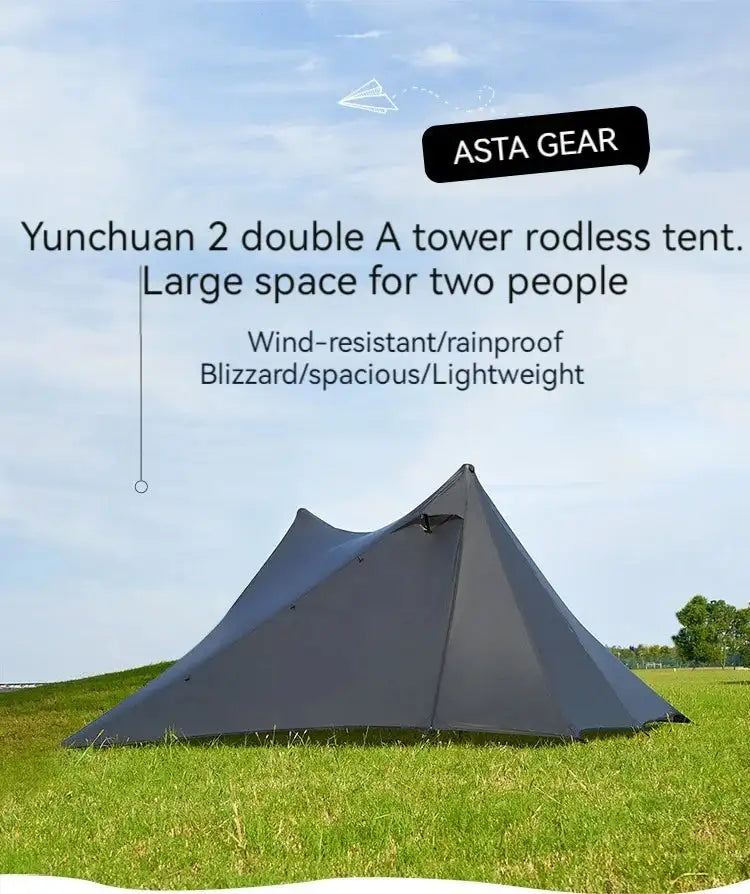 ASTA GEAR Yun Chuan double-sided silicon-coated double A pyramid 15D nylon rodless camping hiking outdoor tent - Lootquake