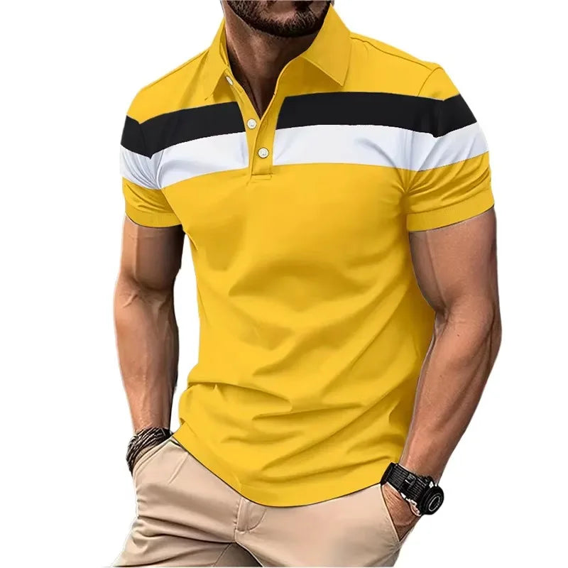 Summer Men's Short Sleeve Polo Shirts Splice Breathable Lightweight T Shirts Mens Outdoor Sweatwear Turn Down Mens Shirts - Lootquake