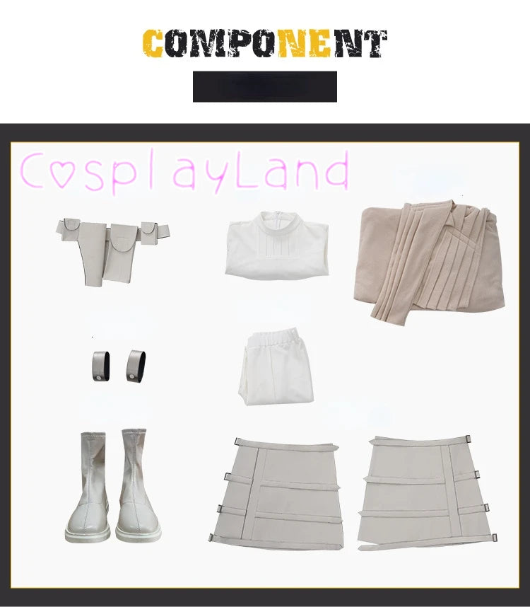 Halloween Costume Star Queen Amidala Cosplay Outfit White Women Suit With Top Pants Cloak Belt Props Shoe Covers Custom Made